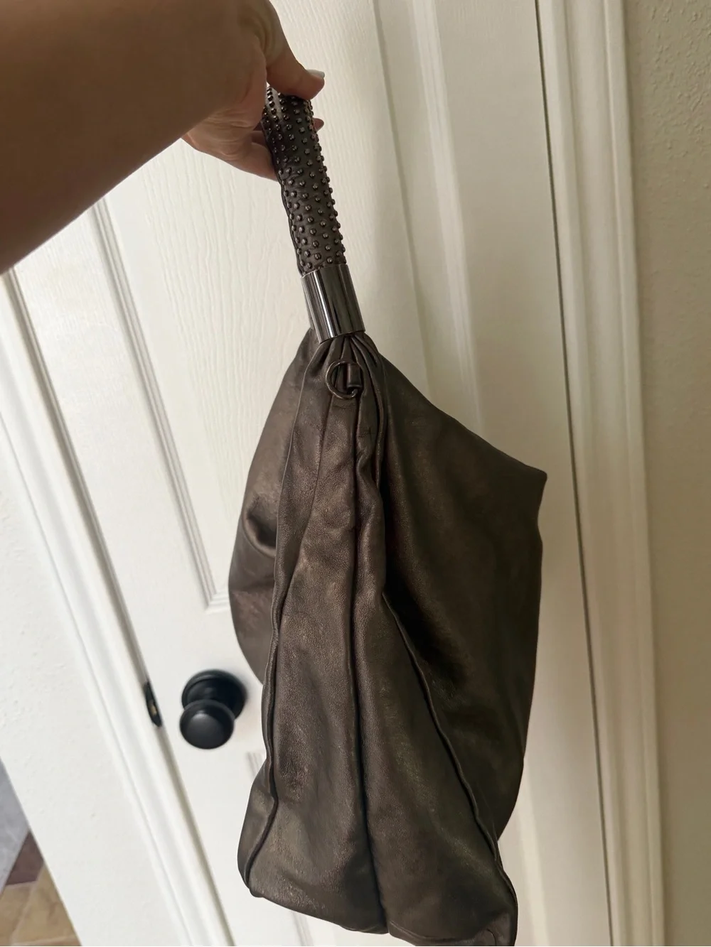 Kenneth Cole New York Metallic Gunmetal Hobo Bag